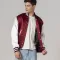 Maroon Satin Jacket With White Sleeves