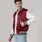 Maroon Satin Jacket With White Sleeves