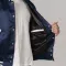 Navy Blue Satin Jacket With White Sleeves