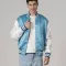 Newark Blue Satin Jacket With White Sleeves