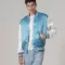 Newark Blue Satin Jacket With White Sleeves