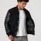 Black Wool Body & Black Vinyl Sleeves Letterman Jacket