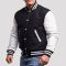 Black Wool Body & White Faux Leather Sleeves Letterman Jacket