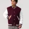 Maroon Wool Body & White Faux Leather Sleeves Letterman Jacket