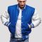 Bright Royal Wool Body & White Vinyl Sleeves Letterman Jacket