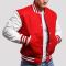 Scarlet Wool Body & White Vinyl Sleeves Letterman Jacket