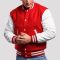 Scarlet Wool Body & White Vinyl Sleeves Letterman Jacket