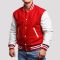 Scarlet Wool Body & White Vinyl Sleeves Letterman Jacket