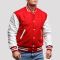 Scarlet Wool Body & White Vinyl Sleeves Letterman Jacket