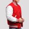 Scarlet Wool Body & White Vinyl Sleeves Letterman Jacket