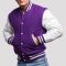 Purple Wool Body & White Faux Leather Sleeves Letterman Jacket