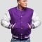 Purple Wool Body & White Faux Leather Sleeves Letterman Jacket