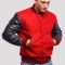 Scarlet Red Wool Body & Black Vinyl Sleeves Letterman Jacket