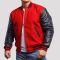 Scarlet Red Wool Body & Black Vinyl Sleeves Letterman Jacket