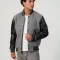 Light Oxford Wool Body & Black Vinyl Sleeves Letterman Jacket