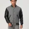 Light Oxford Wool Body & Black Vinyl Sleeves Letterman Jacket