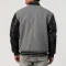 Light Oxford Wool Body & Black Vinyl Sleeves Letterman Jacket