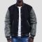 Black Wool Body & Grey Vinyl Sleeves Letterman Jacket