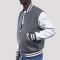 Light Oxford Wool Body & White Faux Leather Sleeves Letterman Jacket