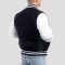 Navy Blue Wool Body & White Vinyl Sleeves Letterman Jacket