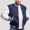 Royal Blue Wool Body & White Vinyl Sleeves Letterman Jacket