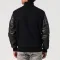 Black Melton Wool Body & Vinyl Sleeves Jacket with Zipper