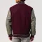 Maroon Body & Grey Faux Leather Sleeves Letterman Jacket