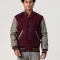 Maroon Body & Grey Faux Leather Sleeves Letterman Jacket