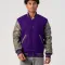 Purple Body & Grey Vinyl Sleeves Letterman Jacket