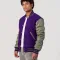 Purple Body & Grey Vinyl Sleeves Letterman Jacket