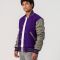 Purple Body & Grey Vinyl Sleeves Letterman Jacket