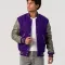 Purple Body & Grey Vinyl Sleeves Letterman Jacket