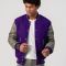 Purple Body & Grey Vinyl Sleeves Letterman Jacket