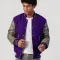 Purple Body & Grey Vinyl Sleeves Letterman Jacket