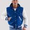 Bright Royal Wool Body & White Vinyl Sleeves Hoodie Letterman Jacket