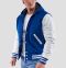 Bright Royal Wool Body & White Vinyl Sleeves Hoodie Letterman Jacket