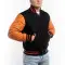 Black Wool Body & Burnt Orange Leather Sleeves Letterman Jacket