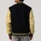 Black Melton Wool Body & Vegas Gold Vinyl Sleeves Letterman Jacket