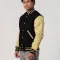 Black Melton Wool Body & Vegas Gold Vinyl Sleeves Letterman Jacket