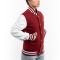 Cardinal Red Wool Body & Bright White Leather Sleeves Letterman Jacket