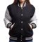 Black Wool Body & Bright White Leather Sleeves Letterman Jacket