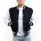 Navy Blue Wool Body & Bright White Leather Sleeves Letterman Jacket