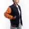 Royal Blue Wool Body & Burnt Orange Leather Sleeves Letterman Jacket