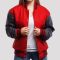 Scarlet Wool Body & Black Vinyl Sleeves Letterman Jacket