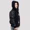 Black Wool Body & Black Vinyl Sleeves Hoodie Letterman Jacket