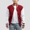 Cardinal Red Wool Body & Bright White Vinyl Sleeves Letterman Jacket