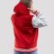 Scarlet Wool Body & Bright Vinyl Sleeves Hoodie Letterman Jacket