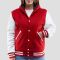 Scarlet Wool Body & Bright Vinyl Sleeves Hoodie Letterman Jacket