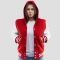 Scarlet Wool Body & Bright Vinyl Sleeves Hoodie Letterman Jacket