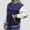 Royal Blue Wool Body & Bright White Vinyl Sleeves Letterman Jacket